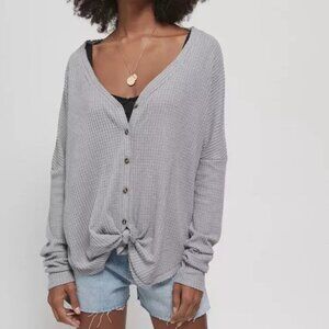 Urban Outfitters Oversized Thermal Button-Front Top